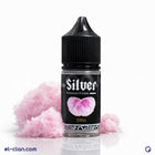 Silver E-Liquid Silver Cotton Candy فيب ليكويد مالح مع طعم حلو ولون فضي، فيب نيكوتين عالي الجودة، مثالي للتدخين الإلكتروني.