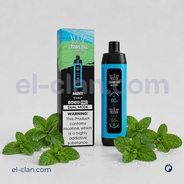 Crown Bar Alfakher Pro 8K Disposable  Mint  نعناع