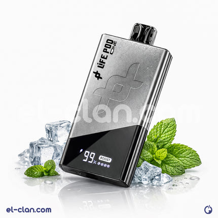 نقطة تبخير Life Pod Ice Boost 40k Miami Mint فيب ديسبوسبل بنكهة النعناع الساقع، مع عبوة صغيرة وألوان زاهية