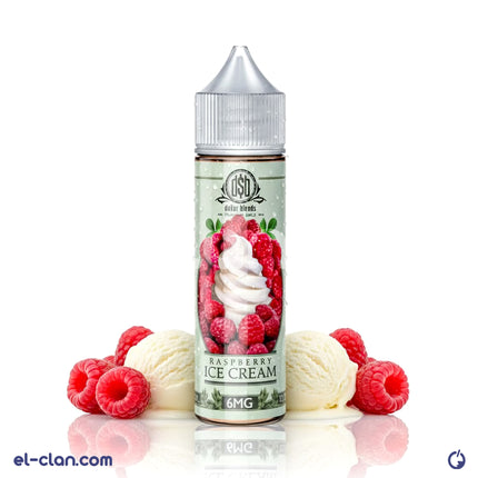 Dollar Blends Raspberry Ice Cream in a vape liquid bottle, showcasing vibrant raspberry and creamy ice cream flavor for vaping.