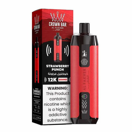 Alfakher Disposable Crown Bar Alfakher Sound 12K Strawberry Punch flavored vape in a disposable vape device.