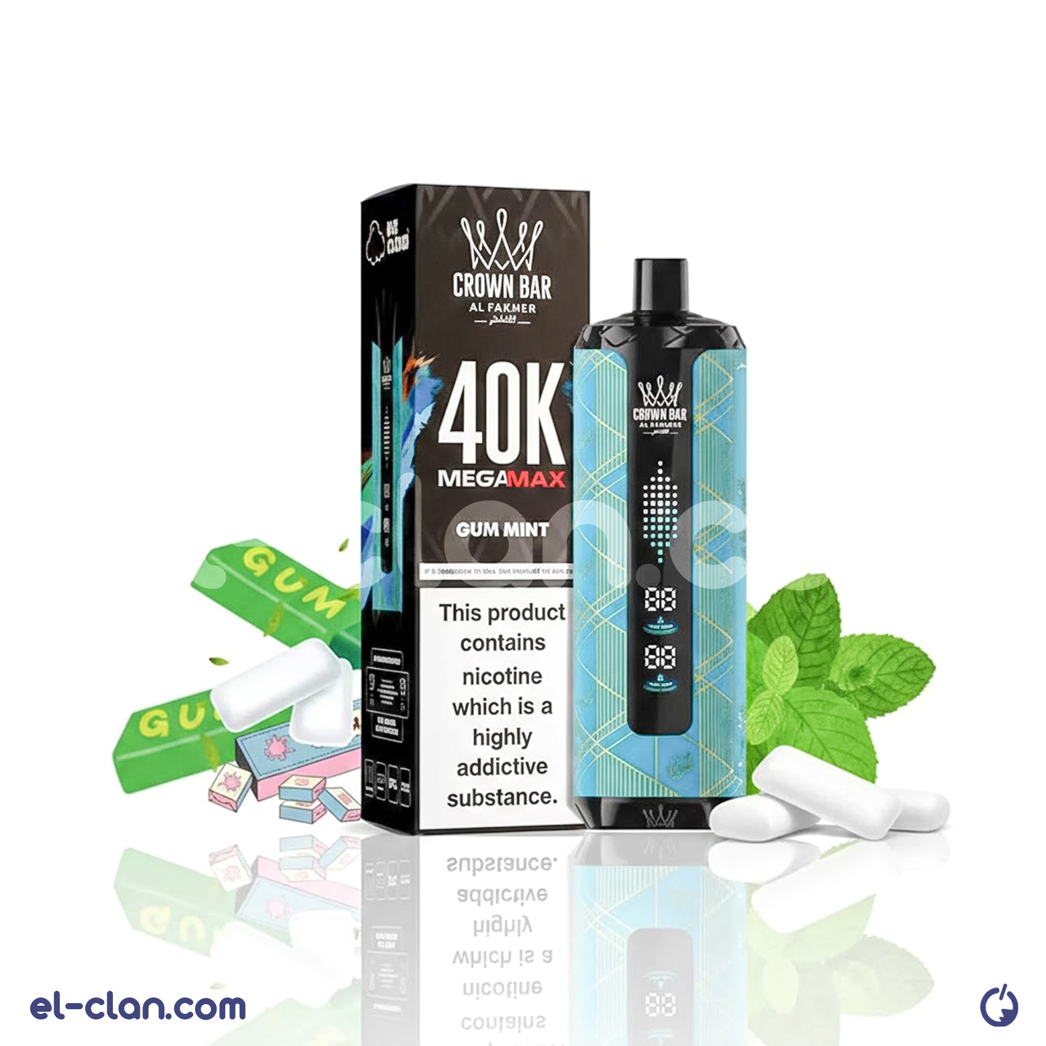 Al fakher Mega Max 40k Gum Mint Disposable لبان نعناع – الكلان فيب
