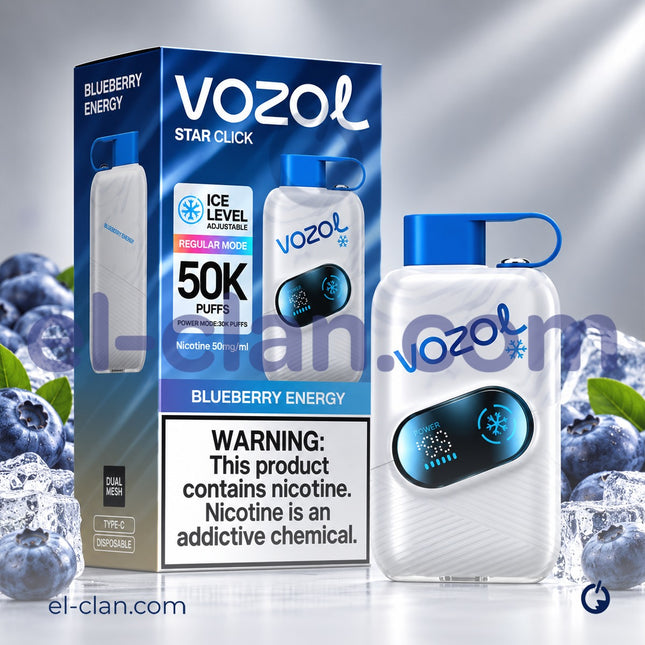 Vozol Star Click 50K Super Cool Blueberry Energy Disposable  مشروب طاقه توت ساقع