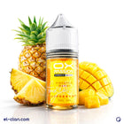 سائل فيب أوكس بشن سالت نيكسنيس سوبر كول باينابيل مانجو أناناس باردة من ماركة OXVA، يظهر في عبوة زجاجية.