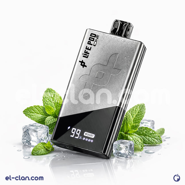 سجل فيب Life Pod Ice Boost 40k منعتع بنكهة النعناع الساقع، عبوة ديسبوسبل معطرة ومنعشة للانتعاش الفوري