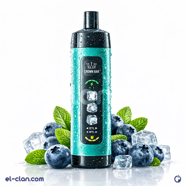 سيجارة فيب أل فاخر توت نعناع ساقع من ماركة ألفاخر ديسبوزبل، عبوة تحتوي على أربعة أعواد، لون أزرق.