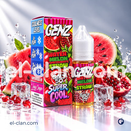 GENZ Super Cool SaltNic Watermelon Pomegranate Straw بطيخ رمان فراولة ساقع