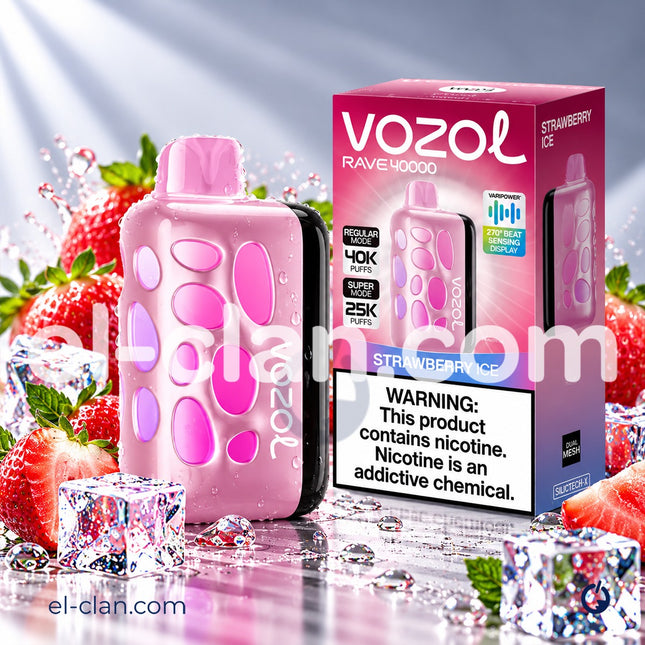 Vozol Rave 40k Strawberry Ice Disposble فراوله ساقع
