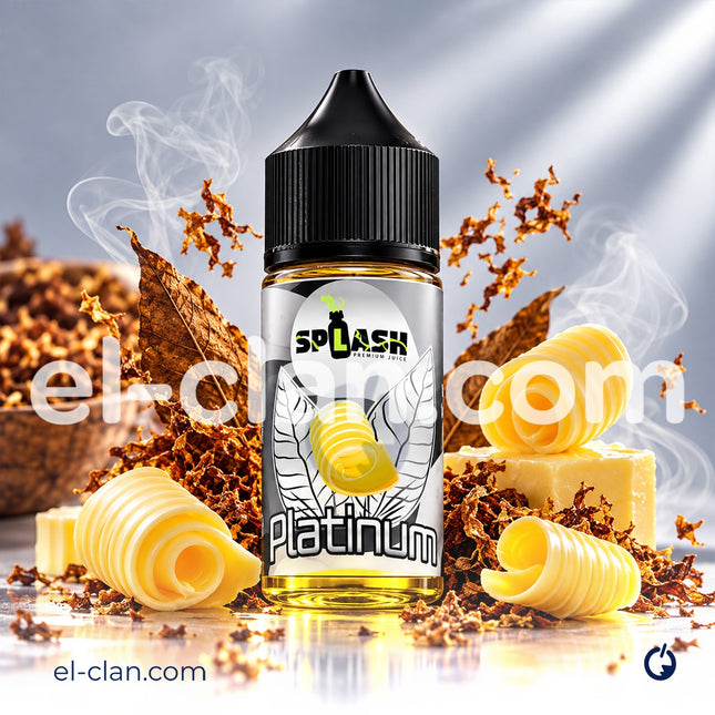 تبغ زبده Splash Platinum فيب ليكويد محلي من Splash E-Juice يظهر عبوة السائل الإلكتروني في الصورة