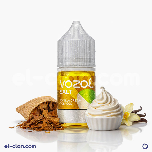 ليكويد فيب فانيليا كريمه توباكو من Vozol E-Juice، زجاجة مستوردة برائحة ناعمة وفانيليا غنية