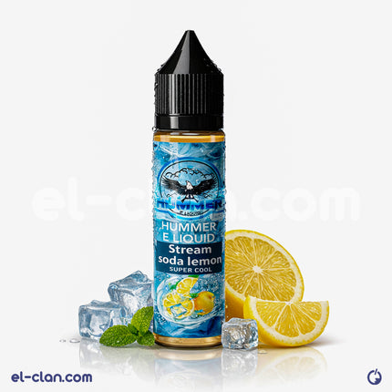 سحابة سائل ليكويد سوشي ليمون من ماركة Hummer E-Juice، فيب بارد ونكهة ليمون منعشة في زجاجة واضحة