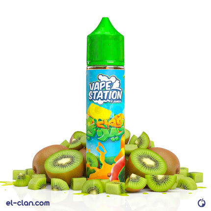 بخاخ فيب نكهة فص كيوي من Vape Station E-Juice، زجاجة ليكويد محلي مع عبوة مميزة برائحة الكيوي الطازجة