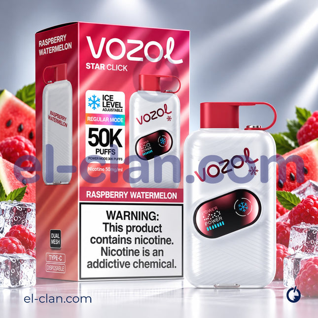 Vozol Star Click 50K Super Cool Rasperry Watermelon Disposable توت بطيخ ساقع