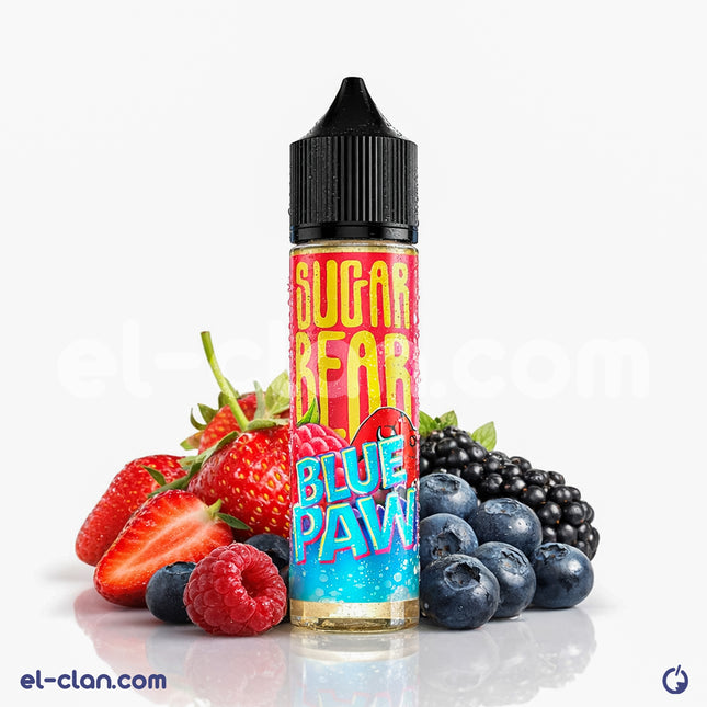 مشروب طاقة توت من Sugar Bear E-Juice بنكهة أزرق، فيب ليكويد محلي، يظهر في الصورة بشكل واضح