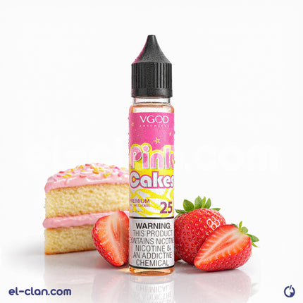 سائل فيب VGOD SaltNic Pink Cakes بنكهة كيكة الوردي مع عبوة أنيقة، مستورد من شركة VGOD.
