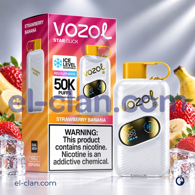 Vozol Star Click 50K Super Cool Strawberry Banana Disposable  فراوله موز ساقع