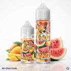 سائل فيب مانجو بطيخ من ماركة Mangoz E-Juice، عبوة زجاجية شفافة تظهر بسائل نكهات مانجو وبطيخ لذيذة