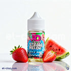 XO E-Liquid SaltNic فيب with Straw Melon and فراوله بطيخ flavor, showing a colorful vape liquid in a clear bottle.
