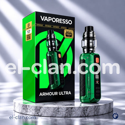 مود وكيت فيب Vaporesso Armour Ultra ارمور الترا بتصميم أسود عصري للرؤية الأمامية