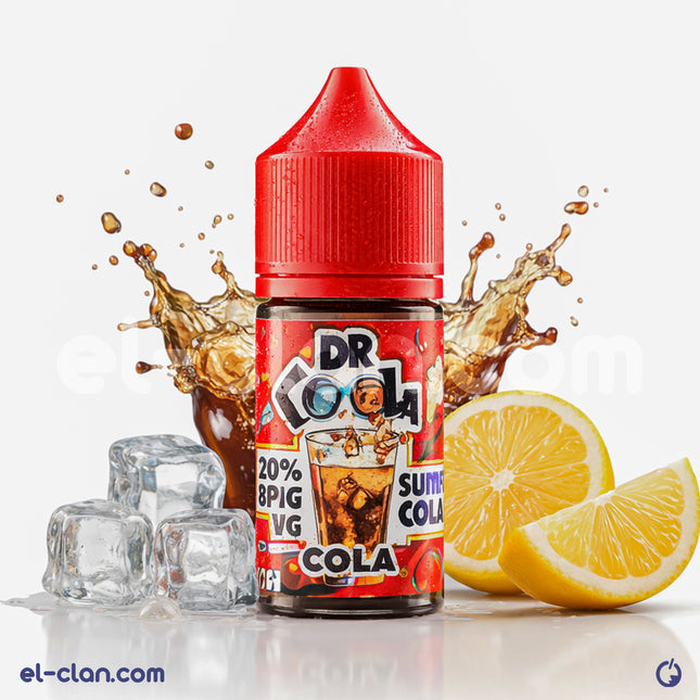 سائل فيب كولا ساقعة من DR.Cool E-Juice بنكهة ملحية، عبوة واضحة مع شعار DR.Cool على خلفية نظيفة