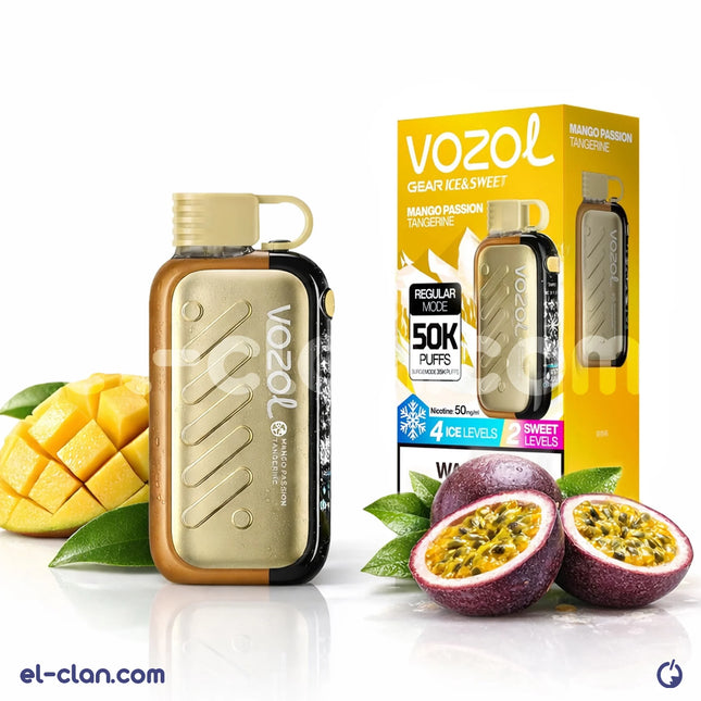 جهاز فيب Vozol Gear Ice & Sweet 50k مانجو باشون فروت ساقع ديسبوسبل مع طعم مانجو وبرتقال طبيعي