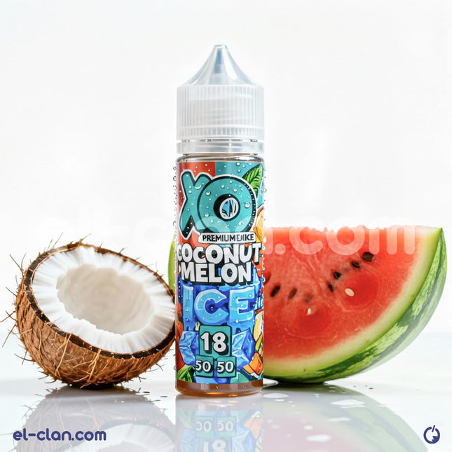 سائل فيب نكهة جوز الهند والبطيخ من XO E-Liquid، عبوة مائية بتركيبة لذيذة ومنعشة لفيب السجائر الإلكترونية