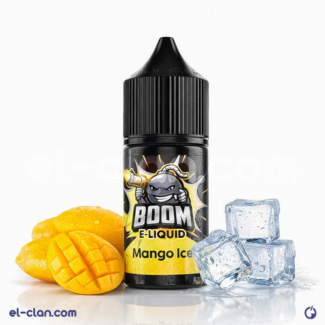 نقطة مزيج فيب مانجو ساقع من Boom E-Juice، عبوة ليكويد محلي بنكهة مانجو منعشة وساقعة.