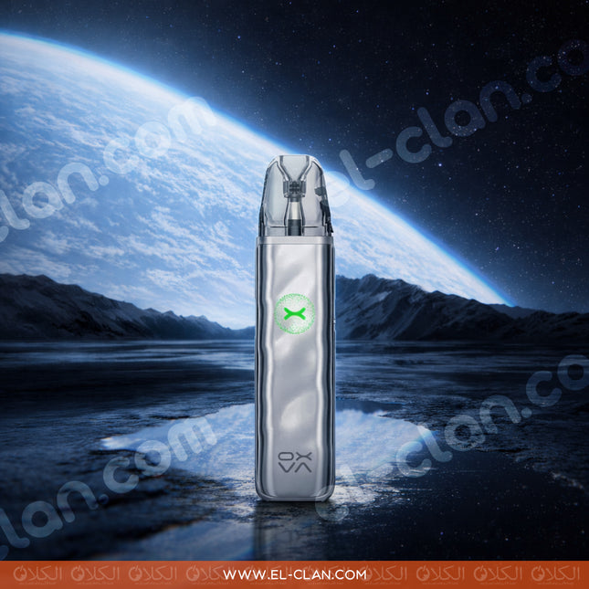 OXVA Xlim Go2 vape hardware pod showing the sleek black device with pod inserted and LED indicator on the front.