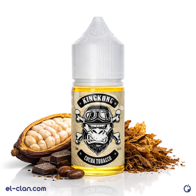 Tokyo King Kong Cocoa Tobacco SaltNic in a vape liquid bottle, featuring cocoa and tobacco flavor for electronic cigarette use.