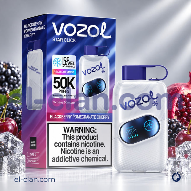 Vozol Star Click 50K Super Cool Blackberry Pomegranate Cherry Disposable  توت رمان كرز ساقع