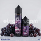 Mazaj عنب فيب ليكويد محلي من Mazaj E-Juice, close-up of the grape-flavored vape liquid in a bottle.