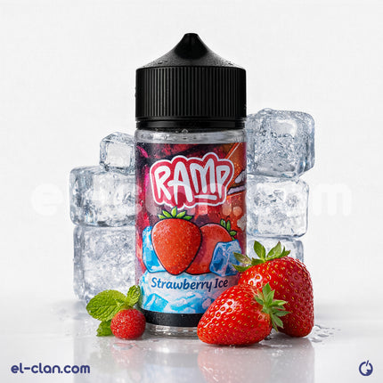 قشة ثلجية من Ramp E-Juice لعصير الفراولة البارد، فيب ليكويد محلي، مع عبوة تحتوي على مشروب فراولة منعش
