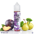 Game of Thrones flavored vape liquid with plum and pear notes, imported e-liquid in a clear bottle with branding details visible.