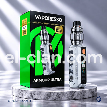 مود وكيت فيب Vaporesso Armour Ultra ارمور الترا بتصميم أسود وشاشة عرض رقمية