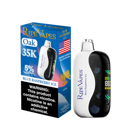 جهاز فيب توت أزرق من RIPE VAPES أواك 35K ديجيسبل بطعم التوت والثلج مع تصميم جذاب
