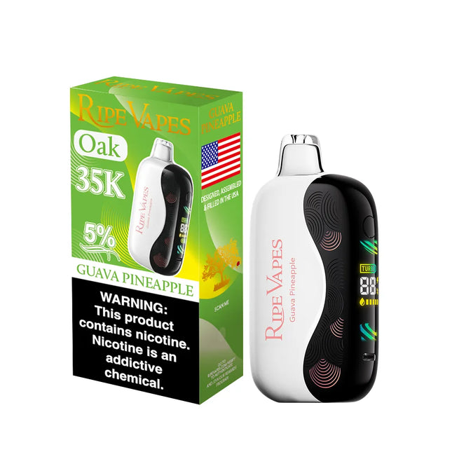 فيب RIPE VAPES أوك 35K بطعم جوافة وأناناس، فيب ديسبوسبل نكهة فاكهية غنية ومتنوعة
