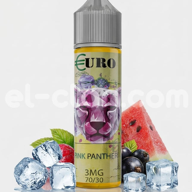 تعبئة فيب ليكويد Euro Ice Pink Panther بنكهة غزل البنات وثلج بعبوة ذات تصميم أنيق من Euro E-Juice