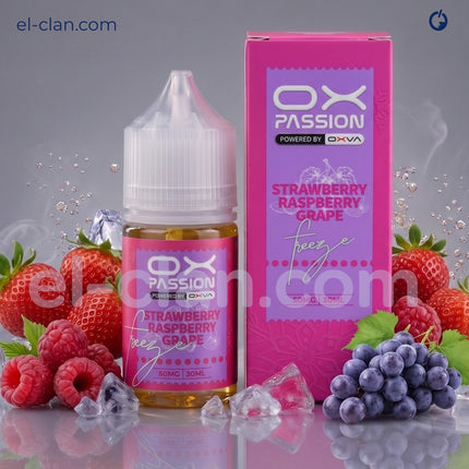 OX Passion SaltNic Super Cool Strawberry Rasperry Grape فراولة توت عنب ساقع جدا