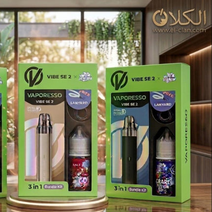 جهاز فيب هاردوير Vaporesso Vibe SE 2 مع مود وكيت، تصميم أنيق وشاشة عرض واضحة، يستخدم للتدخين الإلكتروني.