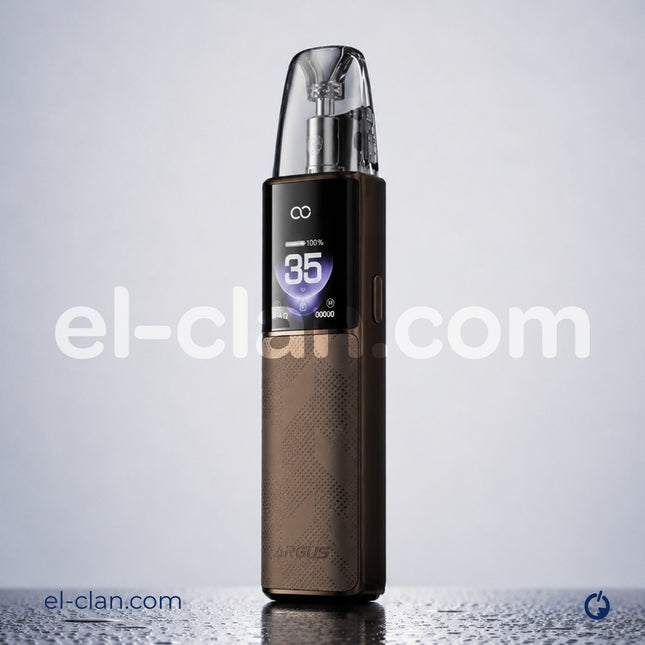 قصدية لمنتج فيب هاردوير بود من Voopoo أرغوس G4، تظهر شكل الجهاز مع شاشة وعناصر التحكم الخارجية