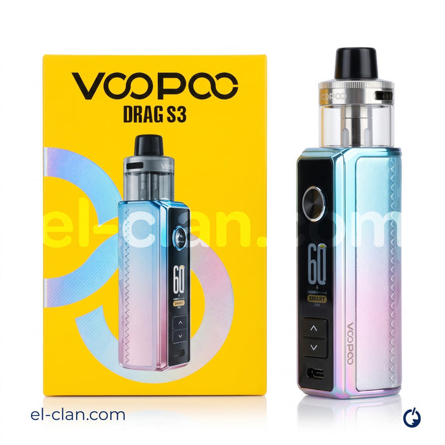 فيب هاردوير دراج اس3 من Voopoo مع مود وكيت، يظهر في الصورة مكونات وقطع الفيبر المدمجة.