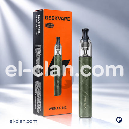 جهاز فيب هاردوير Geekvape Wenax M2 بود مع تصميم أنيق وشاشة عرض واضحة، يُستخدم للتدخين الإلكتروني.