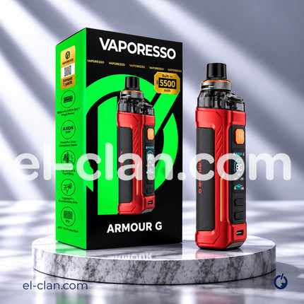 مود وكيت فيب Vaporesso Armour G ارمور جي بتصميم أسود وشاشة عرض رقمية