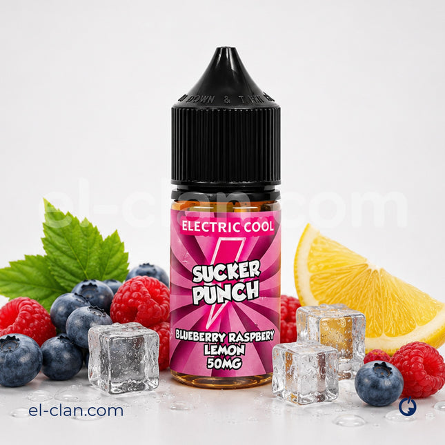 Sucker Punch Electric Cool Saltnic Blueberry Raspberry Lemon توت ليمون ساقع
