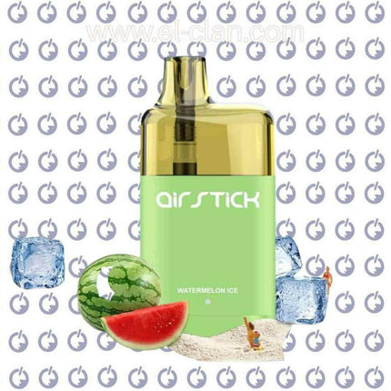 Air Stick 7K Watermelon Ice disposable vape, pink watermelon flavor, 7000 puffs, salt nic, in sleek design.