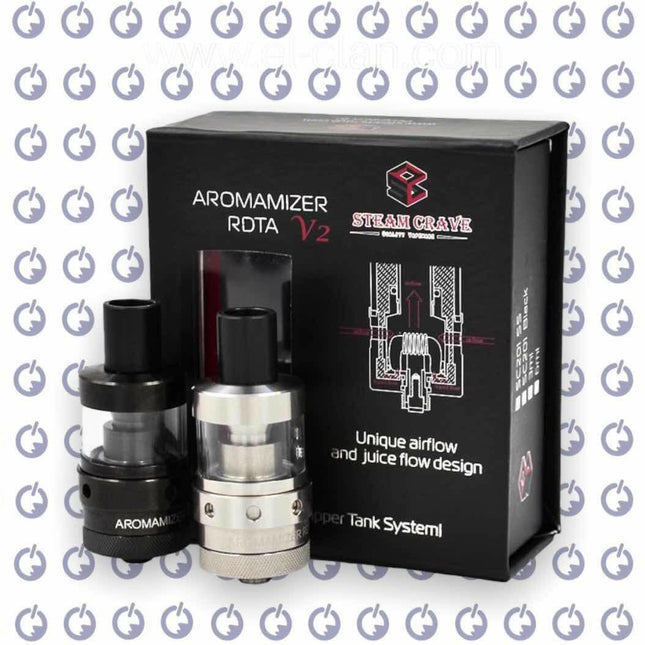 مبخر أروماميزر RDTA V2 بسعة 3 مل من ستيم كريب بلون أسود مع جسم معدني وتفاصيل دقيقة لأسلوب أنيق.