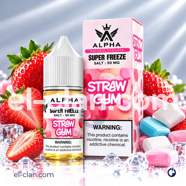 Alpha Super Cool Saltnic Straw Gum لبان فراوله ساقع