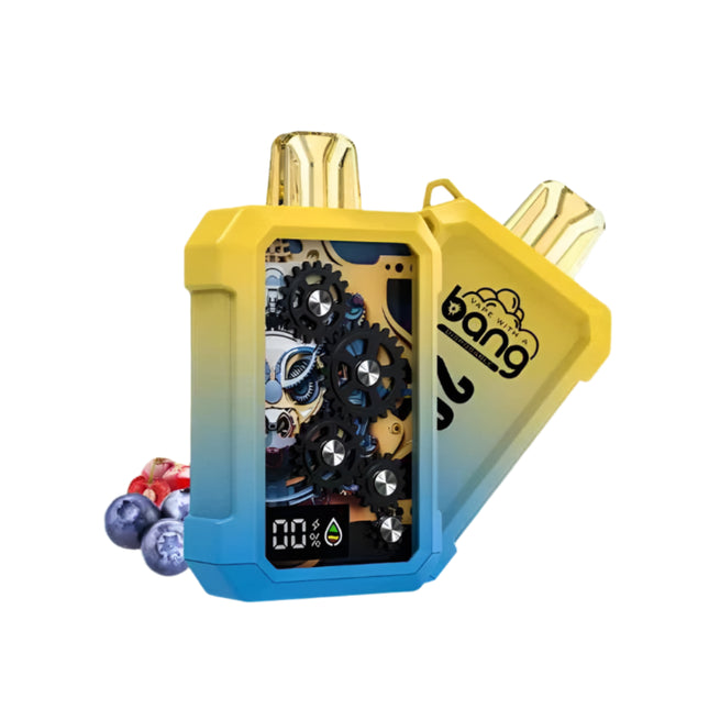 Bang 20K disposable vape in Blueberry Cherry Lemonade flavor, with colorful design and visible mouthpiece, from Bang Disposable brand.