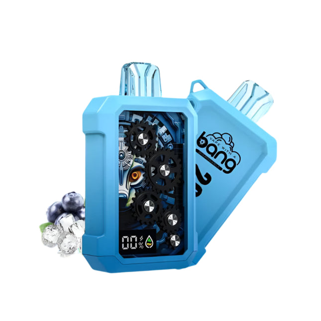 Bang Disposable 20K Blueberry Ice vape pen with blueberry flavor, compact design, and 20,000 puffs, salt nicotine e-liquid.
