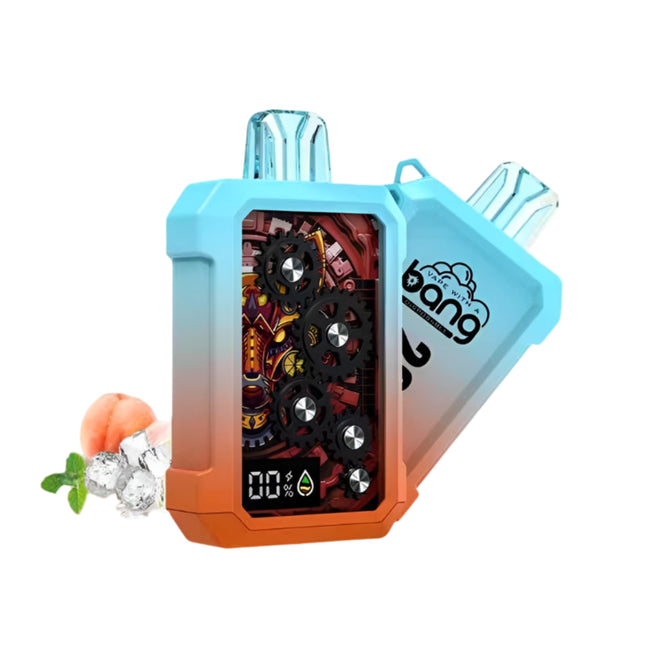 Bang 20K Peach Ice disposable vape pen with peach flavor, 20,000 puffs, salt nic, from Bang Disposable.